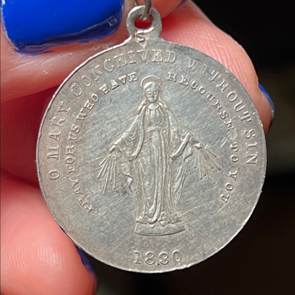 Antique 925 Silver Congregation of the Children of Mary Religious Medal Pendant